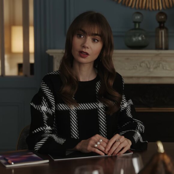 Stella McCartney Windowpane Check Print Sweatshirt ASO Emily in Paris - Picture 15 of 16